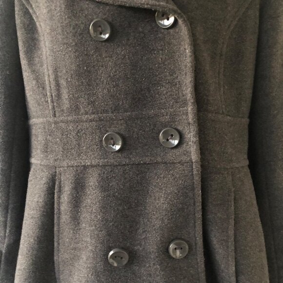 Kenneth Cole Reaction Size 8 Double Breasted Fitted Wool Blend Gray Jacket Coat - Picture 3 of 15